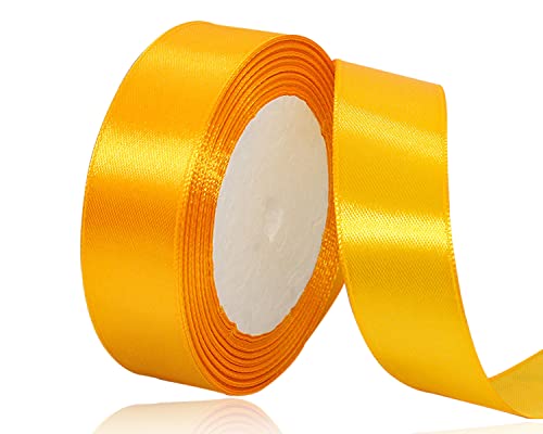 Gelb Satinband 20mm x 22Meters Schleifenband Gelb Geschenkband Dekoband Stoffband für Geschenk, Basteln, Nähprojekte, Haarschleifen, Brautstrauß, Hochzeits Dekoration von XMASOLDECOR