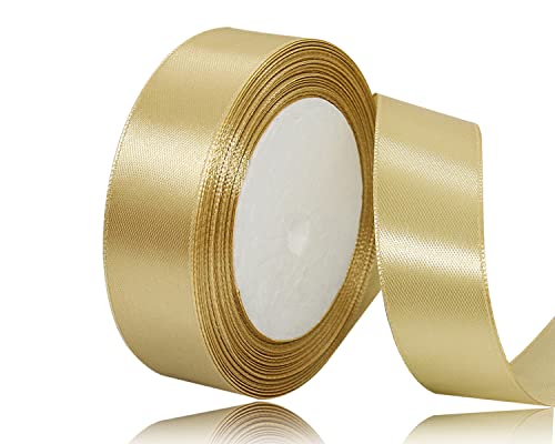 Gold Satinband 20mm x 22Meters Schleifenband Gold Geschenkband Dekoband Stoffband für Geschenk, Basteln, Nähprojekte, Haarschleifen, Brautstrauß, Hochzeits Dekoration von XMASOLDECOR