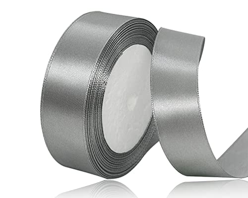 Grau Satinband 20mm x 22Meters Schleifenband Grau Satinband Geschenkband Dekoband Stoffband für Geschenk, Basteln, Nähprojekte, Haarschleifen, Brautstrauß, Hochzeits Dekoration von XMASOLDECOR