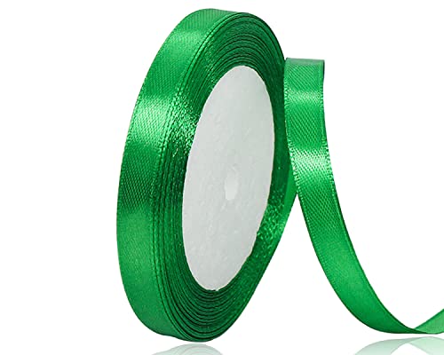 Grün Satinband 10mm x 22Meters Schleifenband Grün Geschenkband Dekoband Stoffband für Geschenk, Basteln, Nähprojekte, Haarschleifen, Brautstrauß, Hochzeits Dekoration von XMASOLDECOR