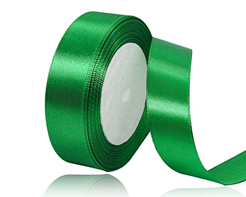 Grün Satinband 20mm x 22Meters Schleifenband Grün Geschenkband Dekoband Stoffband für Geschenk, Basteln, Nähprojekte, Haarschleifen, Brautstrauß, Hochzeits Dekoration von XMASOLDECOR