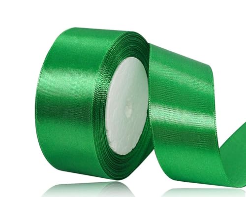 Grün Satinband 40mm, 22Meters Schleifenband Grün Geschenkband Dekoband Stoffband für Geschenk, Basteln, Nähprojekte, Haarschleifen, Brautstrauß, Hochzeits Dekoration von XMASOLDECOR