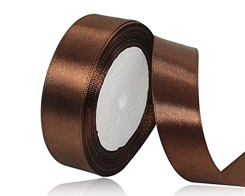 Kaffee Satinband 20mm x 22Meters Schleifenband Braun Geschenkband Dekoband Stoffband für Geschenk, Basteln, Nähprojekte, Haarschleifen, Brautstrauß, Hochzeits Dekoration von XMASOLDECOR