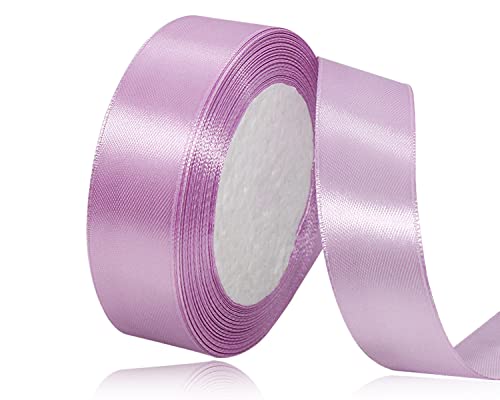 Lavendel Satinband 25mm x 22Meters Schleifenband Flieder Lila Geschenkband Dekoband Stoffband für Geschenk, Basteln, Nähprojekte, Haarschleifen, Brautstrauß, Hochzeits Dekoration von XMASOLDECOR