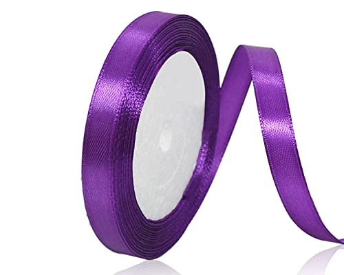 Lila Satinband 10mm x 22Meters Schleifenband Lila Geschenkband Dekoband Stoffband für Geschenk, Basteln, Nähprojekte, Haarschleifen, Brautstrauß, Hochzeits Dekoration von XMASOLDECOR