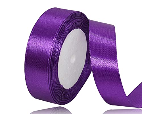 Lila Satinband 25mm x 22Meters Schleifenband Lila Geschenkband Dekoband Stoffband für Geschenk, Basteln, Nähprojekte, Haarschleifen, Brautstrauß, Hochzeits Dekoration von XMASOLDECOR