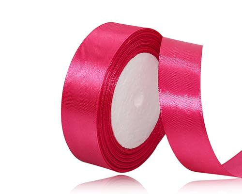 Magenta Satinband 20mm, 22Meters Schleifenband Rosenrot Geschenkband Dekoband Stoffband für Geschenk, Basteln, Nähprojekte, Haarschleifen, Brautstrauß, Hochzeits Dekoration von XMASOLDECOR