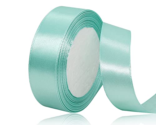 Mintgrün Satinband 25mm x 22Meters Schleifenband Mintgrün Geschenkband Dekoband Stoffband für Geschenk, Basteln, Nähprojekte, Haarschleifen, Brautstrauß, Hochzeits Dekoration von XMASOLDECOR