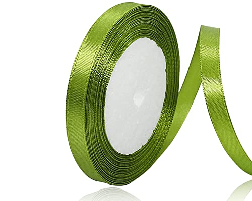 Olivgrün Satinband 10mm x 22Meters Schleifenband Apfelgrün Geschenkband Dekoband Stoffband für Geschenk, Basteln, Nähprojekte, Haarschleifen, Brautstrauß, Hochzeits Dekoration von XMASOLDECOR