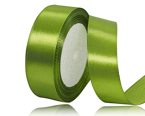 Olivgrün Satinband 25mm x 22Meters Schleifenband Apfelgrün Geschenkband Dekoband Stoffband für Geschenk, Basteln, Nähprojekte, Haarschleifen, Brautstrauß, Hochzeits Dekoration von XMASOLDECOR