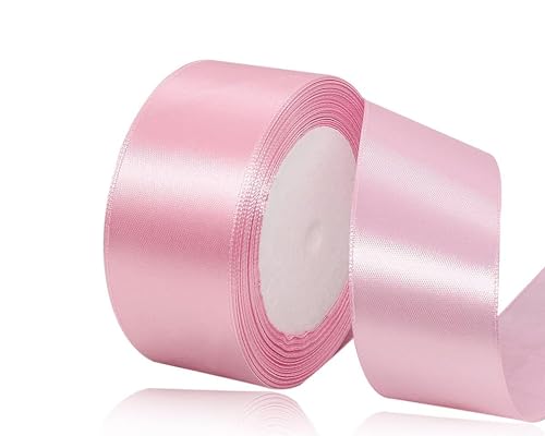 Rosa Satinband 40mm, 22Meters Schleifenband Rosa Geschenkband Dekoband Stoffband für Geschenk, Basteln, Nähprojekte, Haarschleifen, Brautstrauß, Hochzeits Dekoration von XMASOLDECOR