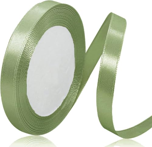 Salbeigrün Satinband 10mm, 22Meters Schleifenband Salbeigrüne Geschenkband Dekoband Stoffband für Geschenk, Basteln, Nähprojekte, Haarschleifen, Brautstrauß, Hochzeits Dekoration von XMASOLDECOR