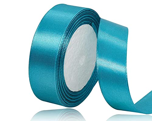 Türkis Satinband 20mm x 22Meters Schleifenband Pfauenblau Geschenkband Dekoband Stoffband für Geschenk, Basteln, Nähprojekte, Haarschleifen, Brautstrauß, Hochzeits Dekoration von XMASOLDECOR