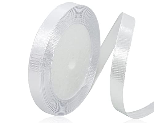 Weiss Satinband 10mm x 22 Meters Schleifenband Weiß Geschenkband Dekoband Stoffband für Geschenk, Basteln, Nähprojekte, Haarschleifen, Brautstrauß, Hochzeits Dekoration von XMASOLDECOR