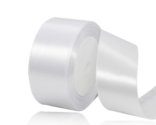 Weiss Satinband 40mm, 22Meters Schleifenband Weiss Geschenkband Dekoband Stoffband für Geschenk, Basteln, Nähprojekte, Haarschleifen, Brautstrauß, Hochzeits Dekoration von XMASOLDECOR