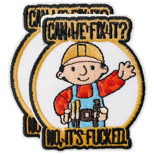 XMJY 2 Stück lustige Klett-Patches – Can We Fix It? Nein, It's Fucked, bestickter Moral-Patch für Bauarbeiter, Cartoon-Meme-Patch für taktische Rucksäcke, Hundegeschirr, Westen, Taschen, harte Hüte von XMJY