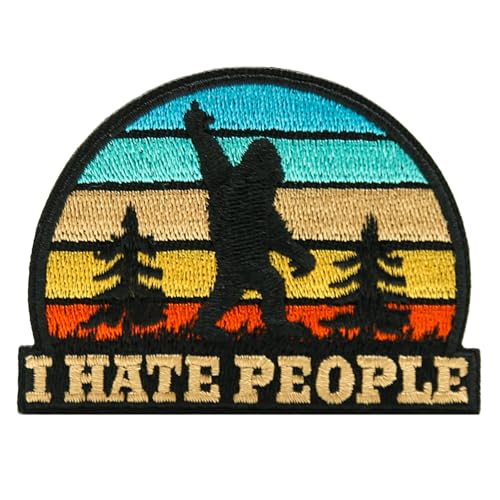 XMJY I Hate People Patch, Sasquatch Bigfoot Embroidered Hook and Loop Patches, Funny Sarkastic Moral Patches, Cute Applique Accessories for Backpacks, Wests, Jackets, Jeans, Hats, Gym Bags von XMJY