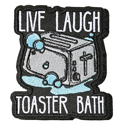 XMJY Live Laugh Toaster Badeaufnäher, 1 Stück bestickter Klettverschluss-Aufnäher, lustige Meme-Aufnäher für taktische Rucksäcke, Hundegeschirr, Armee-Westen, Turnbeutel, Hüte, Helme von XMJY