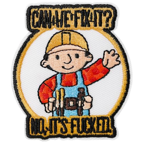 XMJY Lustiger Klett-Patch - Can We Fix It? Nein, It's Fucked, bestickter Moral-Patch für Baumeister, Cartoon-Meme-Patches für taktische Rucksäcke, Hundegeschirr, Westen, Taschen, harte Hüte von XMJY