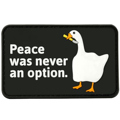 XMJY Lustiger PVC-Entenaufnäher – 1 Stück Peace was Never an Option Meme Patch, Klettverschluss für taktische Rucksäcke, Jacken, Jeans, Hüte von XMJY