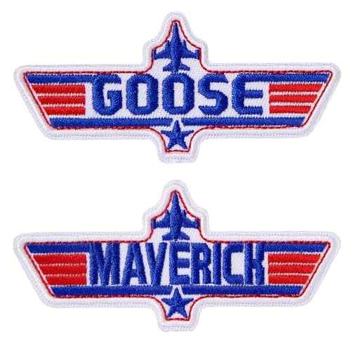 XMJY Maverick Patches – Goose & Maverick bestickte Klett-Patches, Moral-Patch für Rucksäcke, Hundegeschirr, Armee-Westen, Turnbeutel, Hüte, Helme, 2 Stück von XMJY