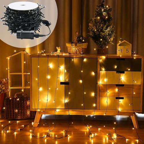 XMTECH 100m 1000 LED Lichterkette Außen Innen Dekoration für Weihnachten, Ostern, Halloween, Hochzeit, Party, mit 8 Leuchtmodi, Wasserdicht IP44, Warmweiß von XMTECH