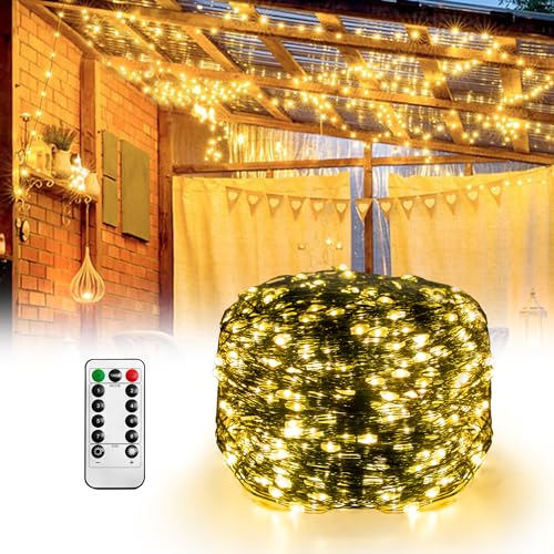 XMTECH LED Lichterkette 8 Modi aus Kupferdraht, IP65 Wasserdicht Warmweiß Lichterketten mit Fernbedienung für Party,Garten,Weihnachten,Hochzeit,Zimmer,Weihnachtsdeko,100m - 1000LED von XMTECH