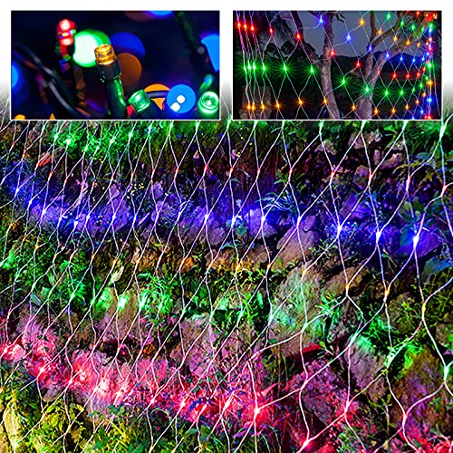 XMTECH LED Lichternetz Lichterkette Lichterkettennetz Lichtervorhang Innen und Außen Dekoration für Weihnachten Hochzeit Party, mit 8 Leuchtmodi und Stecker - 3 x 2m Bunt von XMTECH