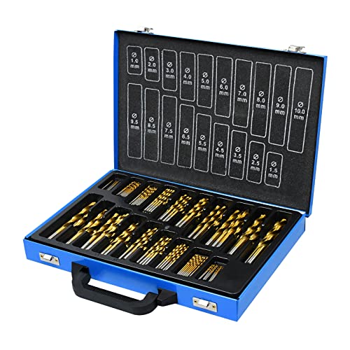 XMTECH Metallbohrer Set 170-tlg Stahlbohrer Holzbohrer,Profi-Steinbohrersatz Bohrer Set 1-10mm DIN 338 Spitzenwinkel 135° HSS-G Cobalt für alle handelsüblichen Bohrmaschinen von XMTECH