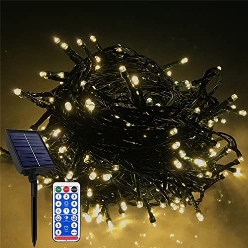 XMTECH Solar Lichterkette Aussen, 100M 1000 LED Solar Lichterkette Außen Warmweiß, Solarlichterkette für Außen Innen Weihnachten Hochzeit Party, 8 Leuchtmodi mit Speicherfunktion Timer USB IP44 von XMTECH