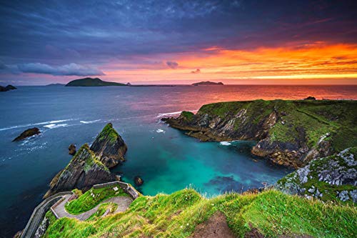 XMTET Malen nach Zahlen für Erwachsene,DIY Malen nach Zahlen Kit für Anfänger oder Kinder als Geschenk (16X20 Zoll) Rahmenlos-Irland Küste Sonnenuntergänge Kerry Crag Natur von XMTET