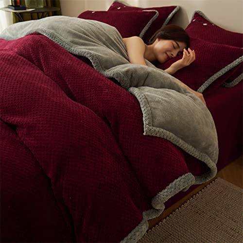 XMWOEIX Bettbezug-Set für Einzelbett, Bettbezug für Doppelbett, Winter-Flanell-Bettbezug, Woll-Bettbezug, Dicke warme Bettwäsche von XMWOEIX