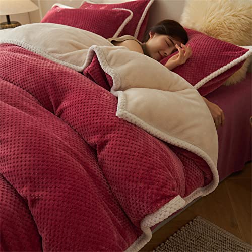 XMWOEIX Bettbezug-Set für Einzelbett, Fleece-Bettbezug, Winter-Flanell-Bettbezug, Woll-Bettbezug, Dicke warme Bettwäsche von XMWOEIX