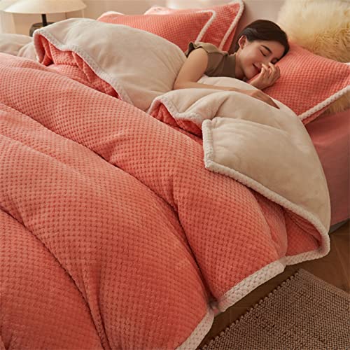 XMWOEIX Bettbezug-Set für Einzelbett, Luxuriöses Bettbezug-Set aus Fleece, Winter-Flanell-Bettbezug, Woll-Bettbezug, Dicke warme Bettwäsche von XMWOEIX