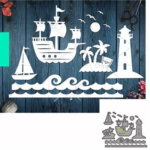 Ozeanschiff Metall Stanzformen, Outpost Käfig Boot Schablonen DIY Handwerk Karten Stanzformen Schneiden für DIY Prägung Kartenherstellung Foto dekorative Papierformen Scrapbooking von XMYXCRAFT