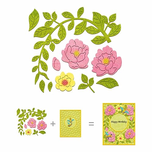 XMZZMX Blumen Surround Blatt Metall Stanzformen für Kartenherstellung, Papierprägung Stanzformen Sets Aufbewahrungstaschen, Album Schablonen, Scrapbooking Vorlage von XMZZMX