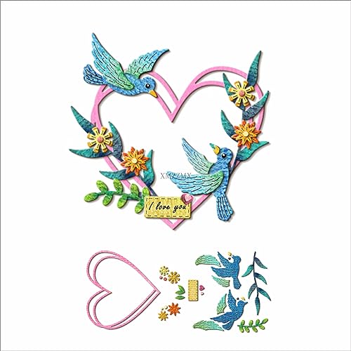 XMZZMX Ein Paar Lovebirds Metall-Stanzformen für Kartenherstellung, Papierprägung, Stanz-Set, Aufbewahrungstaschen, Zubehör, Scrapbooking-Schablonen von XMZZMX