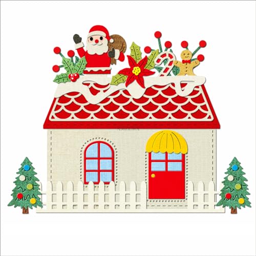 XMZZMX Frohe Weihnachten Häuser Metall Stanzformen für Kartenherstellung, Papierprägung Stanzformen Kit Aufbewahrungstaschen, Zubehör, Scrapbooking Schablonen von XMZZMX