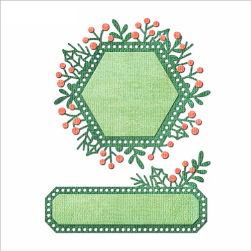 XMZZMX Frohe Weihnachten Rahmen Kranz Metall Stanzformen für Kartenherstellung, Papierprägung Stanzformen Kit Aufbewahrungstaschen Zubehör, Scrapbooking Schablonen von XMZZMX