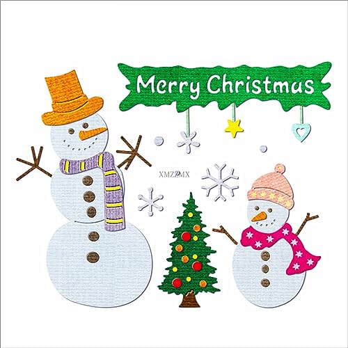 XMZZMX Frohe Weihnachten Schneemann Metall Stanzformen für Kartenherstellung, Papierprägung Stanzformen Kit Aufbewahrungstaschen, Zubehör, Scrapbooking Schablonen von XMZZMX