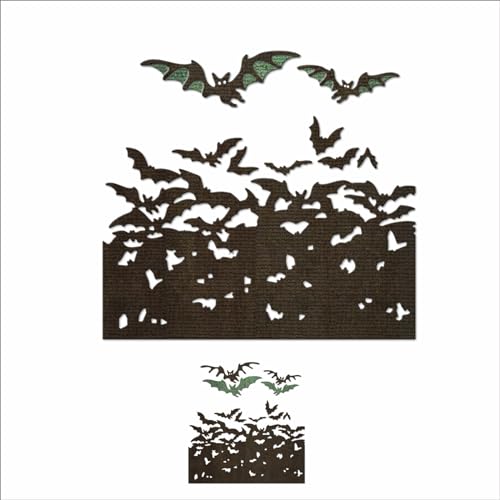 XMZZMX Halloween Fledermäuse Spitze Metall Stanzformen für Kartenherstellung, Papierprägung Stanzformen Kit Aufbewahrungstaschen Zubehör, Scrapbooking Schablonen von XMZZMX