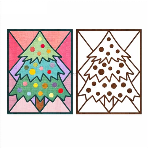 XMZZMX Hintergrund Weihnachtsbaum Metall Stanzformen für Kartenherstellung, Papierprägung Stanzformen Kit Aufbewahrungstaschen Zubehör, Scrapbooking Schablonen von XMZZMX