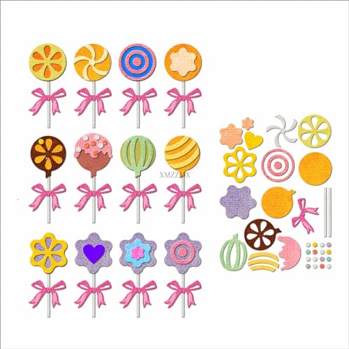 XMZZMX Shadow Lollipop Metall-Stanzformen für Kartenherstellung, Papierprägung, Stanz-Set, Aufbewahrungstaschen, Zubehör, Scrapbooking-Schablonen von XMZZMX