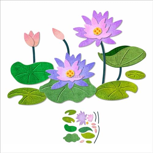 XMZZMX Shadow Lotus Lotus Blatt Metall-Stanzformen für Kartenherstellung, Papierprägung, Stanz-Set, Aufbewahrungstaschen, Zubehör, Scrapbooking-Schablonen von XMZZMX