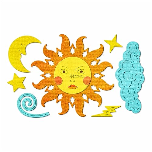 XMZZMX Sonne Mond Wolke Metall Stanzformen für Kartenherstellung, Papierprägung Stanzformen Sets, DIY Scrapbooking Fotoalbum Kunst Handwerk Vorlagen, Schablonen für Urlaub Weihnachten Dekoration von XMZZMX