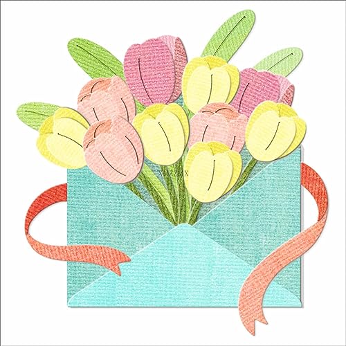 XMZZMX Tulpenumschläge Metall-Stanzformen für Kartenherstellung, Papierprägung, Stanz-Set, Aufbewahrungstaschen, Zubehör, Scrapbooking-Schablonen von XMZZMX