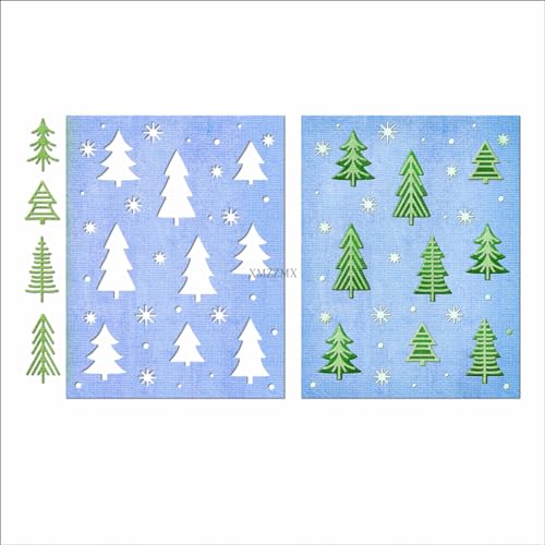 XMZZMX Weihnachtsbaum-Schneeflocken-Hintergrund, Metall-Stanzformen für Kartenherstellung, Papierprägung, Stanzformen, Set, Aufbewahrungstaschen, Zubehör, Scrapbooking-Schablonen von XMZZMX