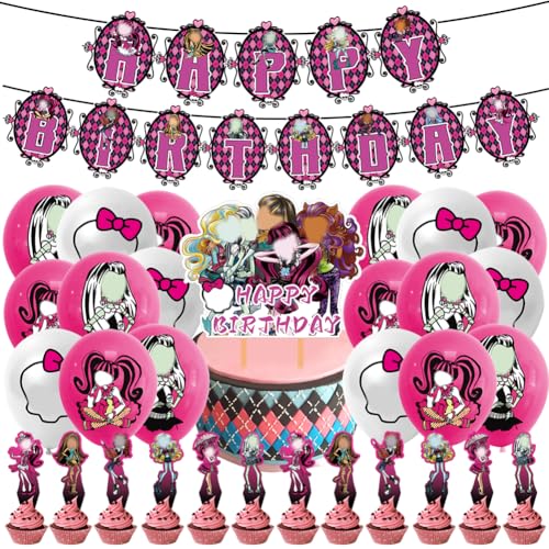 XNAUVOI Monster Doll Geburtstagsdeko Luftballons 32pcs Monster Luftballons Themen Party Dekorationen Kuchen Topper für Kinder Monster Doll Thema Geburtstags Dekorationen Mädchen Junge Partyzubehör von XNAUVOI