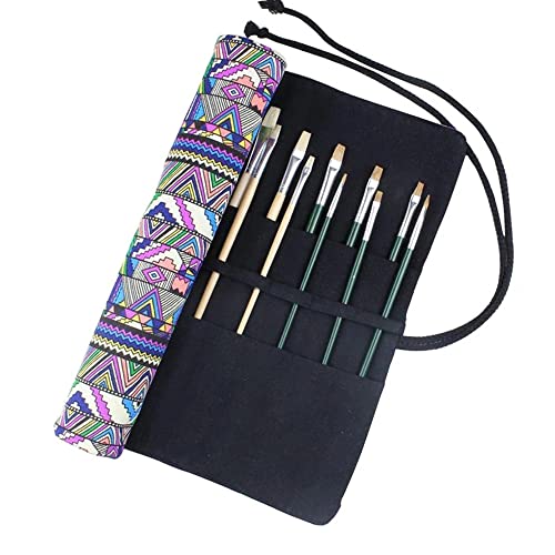 Künstler Pinsel Tasche, 20 Fächern Aufrollen Leinwand Pinseltasche Federmäppchen Pinsel Etui Aufbewahrungstasche Stifterolle für Zeichenstift Aquarell Ölpinsel Beutel, 15 Zoll, Ohne Pinsel (Vintage) von XNFIVE