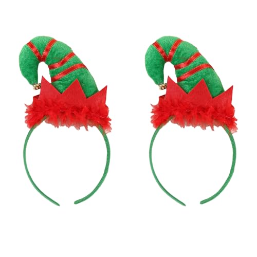 XNHIU 2 Stück Elfen-Stirnband, Weihnachtselfenmütze, Stirnband, Neuheit, Haarschmuck, Weihnachts-Kostüm, Zubehör für Erwachsene, Kinder von XNHIU